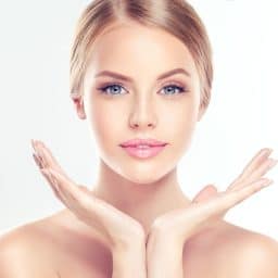 Female patient after receiving dermal fillers